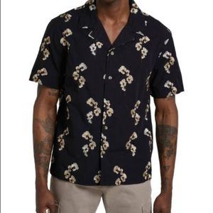 River Island Floral Embroidery Short Sleeve reverse Button up shirt